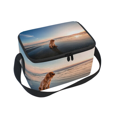 ALAZA Lunch Box Insulated Lunch Bag Large Cooler Sea Coast Sand Ocean Tote Bag