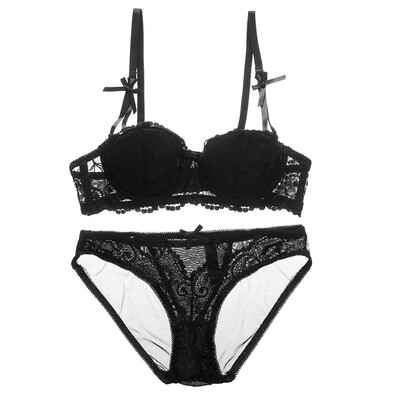 Sexy Lingerie Set Lace Half Cup Bra Set Ladies Wireless Thin Cotton Breathable Underwear Solid Color Bow Underwear Set
Sexy Lingerie Set Lace Half Cup Bra Set Ladies Wireless Thin Cotton Breathable Underwear Solid Color Bow Underwear Set