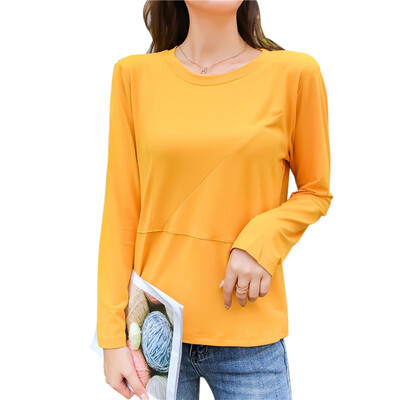 2019 Autumn Korean O-Neck T shirt women Solid wild Casual long-sleeved T-shirt Polyester Tshirt plus size Tops Harajuku
2019 Autumn Korean O-Neck T shirt women Solid wild Casual long-sleeved T-shirt Polyester Tshirt plus size Tops Harajuku