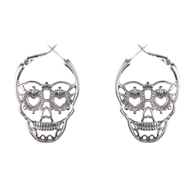 Fashion Cool Vintage Punk Silver Skull Hollow Skeleton Loop Hoop Earrings 1 Pair 
Fashion Cool Vintage Punk Silver Skull Hollow Skeleton Loop Hoop Earrings 1 Pair