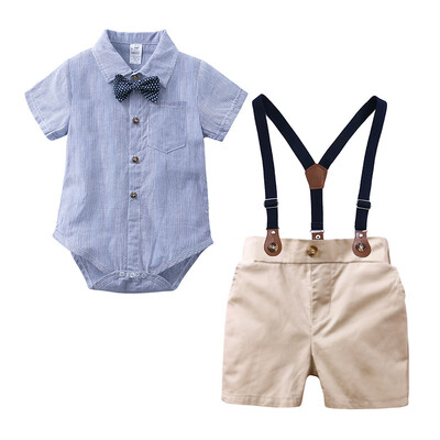 Summer Baby Boy Clothes Set Casual Short Sleeve Striped Plaid Romper & T-shirt Tops Strap Shorts Outfits Set
Summer Baby Boy Clothes Set Casual Short Sleeve Striped Plaid Romper & T-shirt Tops Strap Shorts Outfits Set
