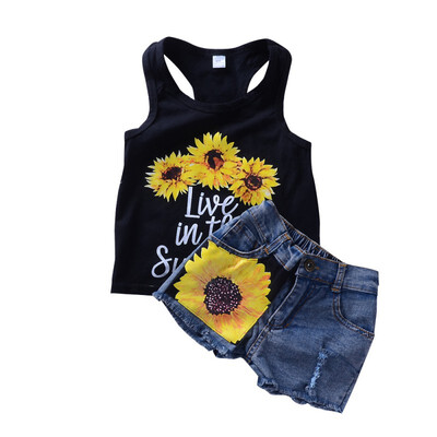 Hot Selling Child Clothes Set Summer Fashion Letter Print TopsSunflower Jeans 2pcs Suit Kid Clothing New Arrival
Hot Selling Child Clothes Set Summer Fashion Letter Print TopsSunflower Jeans 2pcs Suit Kid Clothing New Arrival