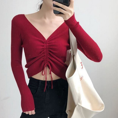sweater women Sexy lace up knitting pullover top Fashion autumn winter Chic pink V-neck knit slim jumper pull femme 2019 New
sweater women Sexy lace up knitting pullover top Fashion autumn winter Chic pink V-neck knit slim jumper pull femme 2019 New