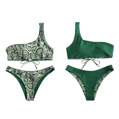 Artificial Snake Skin Printed Women Tankini One Shoulder Lace-up Thick Bikini Swimwear Lady Padded Bra Beach Suit Swimsuit
Artificial Snake Skin Printed Women Tankini One Shoulder Lace-up Thick Bikini Swimwear Lady Padded Bra Beach Suit Swimsuit