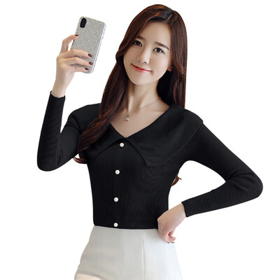 Solid Color Simple Sweater Women Button Knit Tops Butterfly Collar Long Sleeve Casual Warm Loose Sweaters Pull Femme
Solid Color Simple Sweater Women Button Knit Tops Butterfly Collar Long Sleeve Casual Warm Loose Sweaters Pull Femme