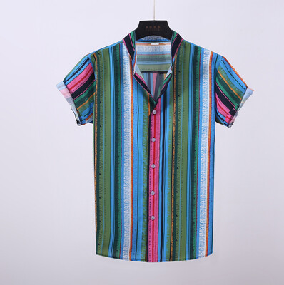Tailored Mens Ethnic Printed Stand Collar Colorful Stripe Short Sleeve Loose Shirt
Tailored Mens Ethnic Printed Stand Collar Colorful Stripe Short Sleeve Loose Shirt