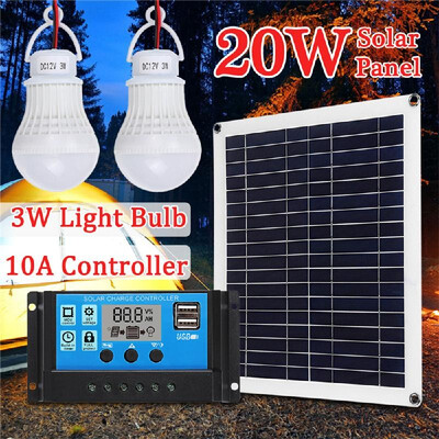 20W Monocrystalline Solar Panel Module Kit 2pcs 3W Light Bulb 10A Solar Charge Controller for Home RV Car Boat Batterys Charging
20W Monocrystalline Solar Panel Module Kit 2pcs 3W Light Bulb 10A Solar Charge Controller for Home RV Car Boat Batterys Charging