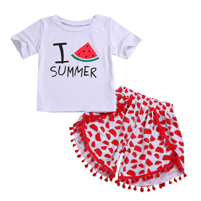 Summer 2PCSSets Children Baby Girls Casual Letter Print Short Sleeve T-shirtTassel Shorts Clothings Suits Costume Set
Summer 2PCSSets Children Baby Girls Casual Letter Print Short Sleeve T-shirtTassel Shorts Clothings Suits Costume Set