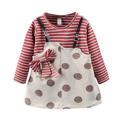 Polka Dot Print Girls Dress Autumn Kids Sundress With Bowknot Casual Baby Girls Striped Long Sleeve Fake 2 Piece Dress
Polka Dot Print Girls Dress Autumn Kids Sundress With Bowknot Casual Baby Girls Striped Long Sleeve Fake 2 Piece Dress