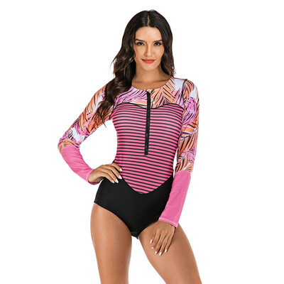 Sexy One Piece Swimsuit Push Up Long Sleeve Front Zipper Swimwear Women Pink Slim PatchworkBeachwear Bathing Suit Hot Sale
Sexy One Piece Swimsuit Push Up Long Sleeve Front Zipper Swimwear Women Pink Slim PatchworkBeachwear Bathing Suit Hot Sale