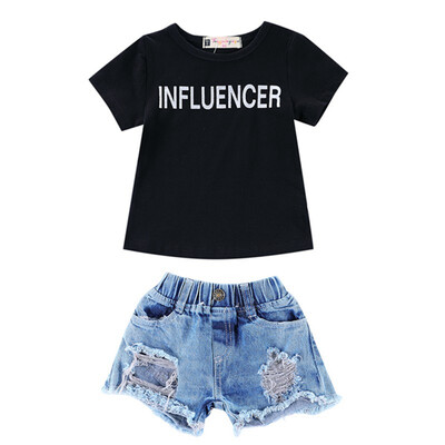 Kids Girls Clothes Summer Girls Clothing Set Vintage Pattern Tops Short Sleeve T-shirt Casual Worn Denim Shorts Clothes Set
Kids Girls Clothes Summer Girls Clothing Set Vintage Pattern Tops Short Sleeve T-shirt Casual Worn Denim Shorts Clothes Set