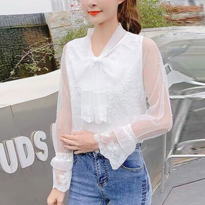 2XL Women\s Lace Blouses Sexy Bow Tie Neck Long Sleeve Embroidered Flare Sleeve Shirt Summer White Tops Sweet Shirts
2XL Women\s Lace Blouses Sexy Bow Tie Neck Long Sleeve Embroidered Flare Sleeve Shirt Summer White Tops Sweet Shirts