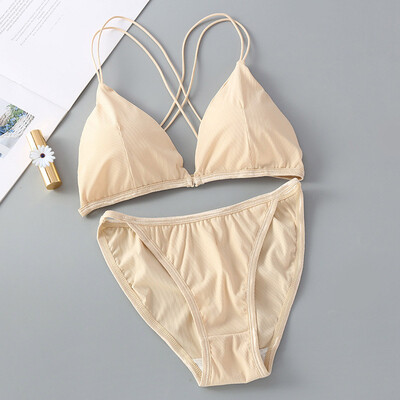 Women Ice Slik Bra Set Front Closure Knitted Cross Back Padded Wireless Seamless Sexy Bralette&Brief New
Women Ice Slik Bra Set Front Closure Knitted Cross Back Padded Wireless Seamless Sexy Bralette&Brief New