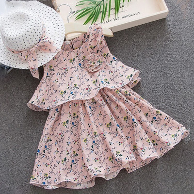 2pcs Girl Dresses Floral Kids Clothing Sweet Party Princess Dress Girls Clothes with Hat 2019 Summer Chiffon Children Dresses
2pcs Girl Dresses Floral Kids Clothing Sweet Party Princess Dress Girls Clothes with Hat 2019 Summer Chiffon Children Dresses