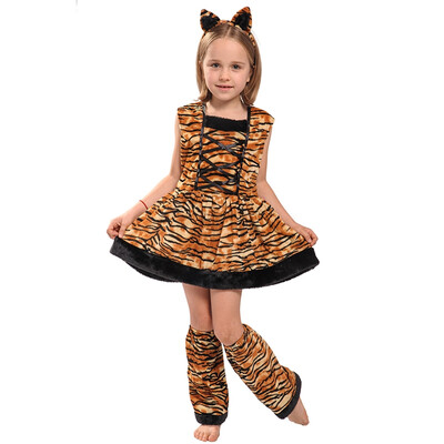 Kids Halloween Cosplay Party Costume Dress Little Girls Cute Tiger Dress Leg-sleeve With Headband
Kids Halloween Cosplay Party Costume Dress Little Girls Cute Tiger Dress Leg-sleeve With Headband