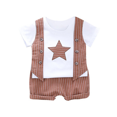 Kids Clothes Set Summer Boy Clothes Fake 2 Piece Stripe Print Tops Blouse T-shirtShorts Children Casual Outfits Sets
Kids Clothes Set Summer Boy Clothes Fake 2 Piece Stripe Print Tops Blouse T-shirtShorts Children Casual Outfits Sets