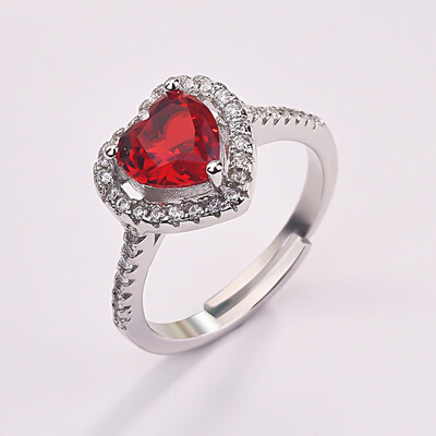 925 Silver Red Ruby Heart Shape Wedding Rings 
925 Silver Red Ruby Heart Shape Wedding Rings