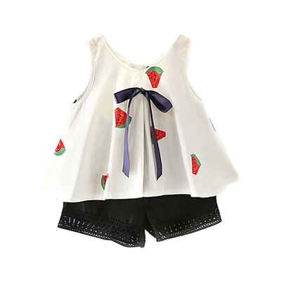 Baby girl clothes set summer Fashion watermelon sleeveless tops black shorts children girl clothes set
Baby girl clothes set summer Fashion watermelon sleeveless tops black shorts children girl clothes set