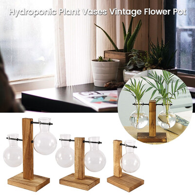 Hydroponic Plant Vases Vintage Flower Pot Transparent Vase Wooden Frame Glass Tabletop Plants Home Bonsai Decor
Hydroponic Plant Vases Vintage Flower Pot Transparent Vase Wooden Frame Glass Tabletop Plants Home Bonsai Decor