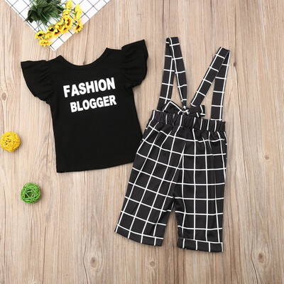 Lovely Baby Newborn Girl Flare Sleeve Letters T-shirt TopsPlaid Strap Pants Shorts Casual Sets 1-5T Toddler Girl Clothes
Lovely Baby Newborn Girl Flare Sleeve Letters T-shirt TopsPlaid Strap Pants Shorts Casual Sets 1-5T Toddler Girl Clothes