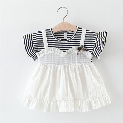 Children Summer Girls Petal Sleeve Dress Cute Striped Print Fake Two Piece Bottoming Short Sleeved Sweet Princess Dress
Children Summer Girls Petal Sleeve Dress Cute Striped Print Fake Two Piece Bottoming Short Sleeved Sweet Princess Dress