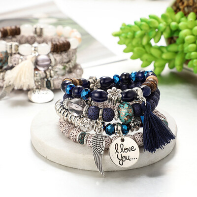 Fashion Multilayer Natural Stone Crystal Bangle Wing Love Flowers Women Jewelry
Fashion Multilayer Natural Stone Crystal Bangle Wing Love Flowers Women Jewelry
