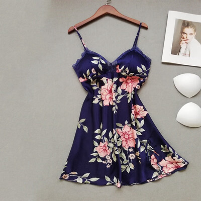 Ladies Sexy Padded Night Dress Women Sleeveless V-neck Nightgown Flower Printed Sleepwear 
Ladies Sexy Padded Night Dress Women Sleeveless V-neck Nightgown Flower Printed Sleepwear