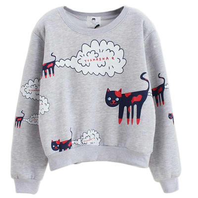 2018 New Autumn Women Kawaii Fashion Full Sleeves O-Neck Tops Loose Casual Cartoon Cat Pattern Pullover Sweatshirt
2018 New Autumn Women Kawaii Fashion Full Sleeves O-Neck Tops Loose Casual Cartoon Cat Pattern Pullover Sweatshirt