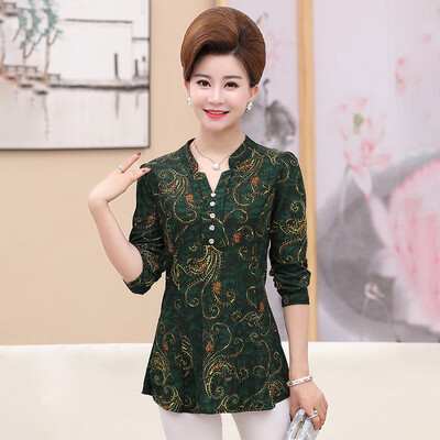 Yu Zhaolin 2019 new middle-aged womens long-sleeved T-shirt mother loaded spring&autumn clothes shirt bottoming shirt YWMM191342 green
Yu Zhaolin 2019 new middle-aged womens long-sleeved T-shirt mother loaded spring&autumn clothes shirt bottoming shirt YWMM191342 green