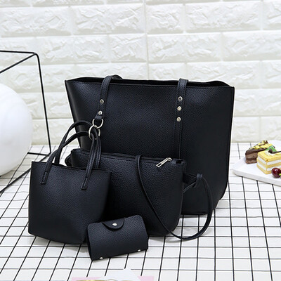 Tailored Fashion Women Leather Four-Piece Shoulder Crossbody Bag Clutch Wallet Retro Bag