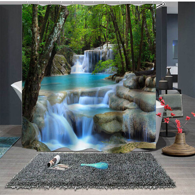 〖Follure〗Popular Waterproof Shower Curtain With 12 Hooks Printed Bathroom 180x180cm