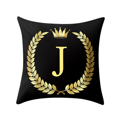 Siaonvr Pillow Cover Black&Gold Letter Pillowcase Sofa Cushion Cover Home Decor