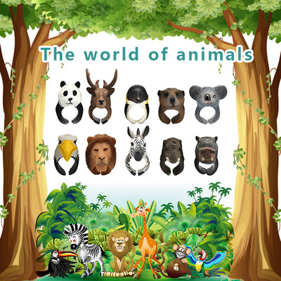 YIWULA10PC Animal Opening Creative 3D Animal Ring Childrens Toys