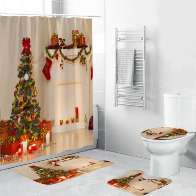 Gobestart 4Pcs Christmas shower Curtain Bathroom Anti-slip Carpet Rug Toilet Cover Mat Set
Gobestart 4Pcs Christmas shower Curtain Bathroom Anti-slip Carpet Rug Toilet Cover Mat Set