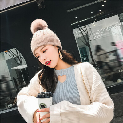 Super Fox fur ball real fur wool blend thickened warm womens winter wool hats Korean knit hat tide 
Super Fox fur ball real fur wool blend thickened warm womens winter wool hats Korean knit hat tide
