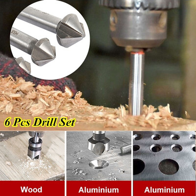 6 pcs 3 Flute 90 Degree HSS Metals Titanium Three Edge Chamfer Practical Chamfering Drill Bit Set Countersink Drilling Mill Drill
6 pcs 3 Flute 90 Degree HSS Metals Titanium Three Edge Chamfer Practical Chamfering Drill Bit Set Countersink Drilling Mill Drill