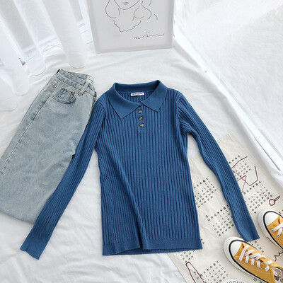 Female Knit Tops New Fashion Button Turn down Sweater Women Spring Autumn Solid Knitted Pullover femme Slim Soft Jumper Sweater
Female Knit Tops New Fashion Button Turn down Sweater Women Spring Autumn Solid Knitted Pullover femme Slim Soft Jumper Sweater