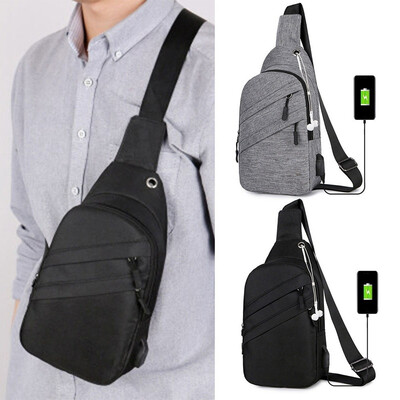 USB Charging Shoulder Bag for Men Outdoor Mens Chest Bag Casual Waterproof Diagonal Bag Korean Version of The Headset Hole Bags
USB Charging Shoulder Bag for Men Outdoor Mens Chest Bag Casual Waterproof Diagonal Bag Korean Version of The Headset Hole Bags