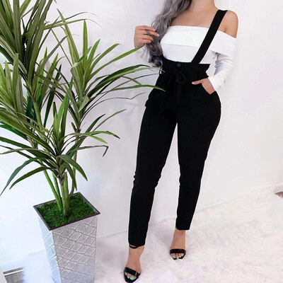 Women High Waist Suspender Trousers Pockets Adjustable Shoulder Strap Belted Slim Overalls Jumpsuits Casual Pencil Pants Black
Women High Waist Suspender Trousers Pockets Adjustable Shoulder Strap Belted Slim Overalls Jumpsuits Casual Pencil Pants Black