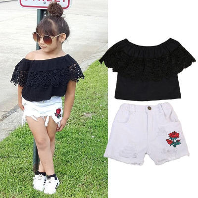 Toddler Kids Baby Girls Off Shoudler Lace Splice Vest Tank Tops Ripped Denim Floral Shorts Pants 2PcsSet
Toddler Kids Baby Girls Off Shoudler Lace Splice Vest Tank Tops Ripped Denim Floral Shorts Pants 2PcsSet