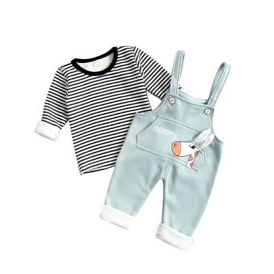Autumn Baby Girls Boys Long Sleeve Striped Print Thicken Blouse Tops Cartoon Suspenders Pants Casual Outfits Set
Autumn Baby Girls Boys Long Sleeve Striped Print Thicken Blouse Tops Cartoon Suspenders Pants Casual Outfits Set