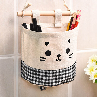 Wall Door Hanging Organizer Cotton Lovely Cat Storage Bag Pocket Affordable
