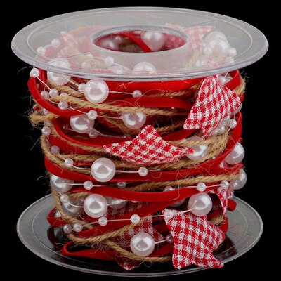 Satin Christmas Star Pearl Beads Ribbon Garland Chain Handmade Diy Wedding Wrapping Home Decoration 
Satin Christmas Star Pearl Beads Ribbon Garland Chain Handmade Diy Wedding Wrapping Home Decoration