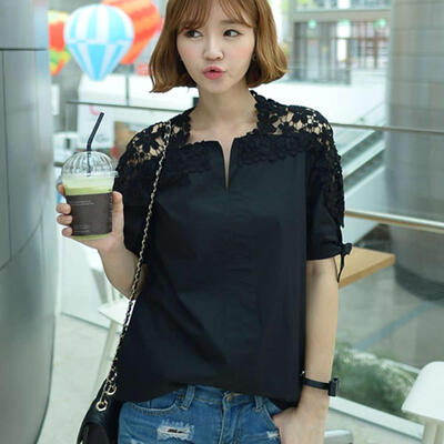 New Hollow Lace Half Sleeve Shirt Women Spring&Summer Strapless Off Shoulder Thin Shirt
New Hollow Lace Half Sleeve Shirt Women Spring&Summer Strapless Off Shoulder Thin Shirt