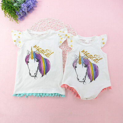 Family Matching Outfit Matching Cotton Unicorn Print Clothes Big Sister T-shirt Vest Little Sister Romper Outfits Set Children H
Family Matching Outfit Matching Cotton Unicorn Print Clothes Big Sister T-shirt Vest Little Sister Romper Outfits Set Children H