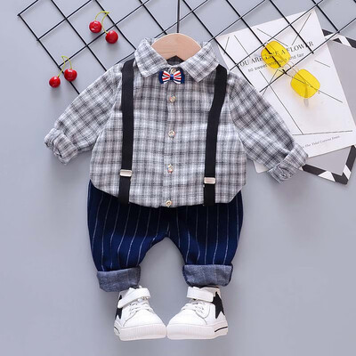 Autumn Fashion infant clothing Baby Suit Baby Boys Clothes Gentleman Bow Tie grid shirt suspender Baby Long Set
Autumn Fashion infant clothing Baby Suit Baby Boys Clothes Gentleman Bow Tie grid shirt suspender Baby Long Set