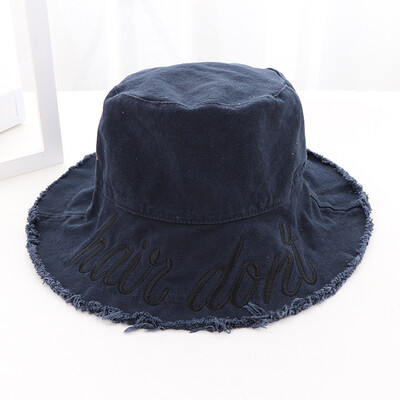 New Korean denim womens summer letter embroidered burr outdoor basin hat fishermans hat sun shading sun protection hat
New Korean denim womens summer letter embroidered burr outdoor basin hat fishermans hat sun shading sun protection hat