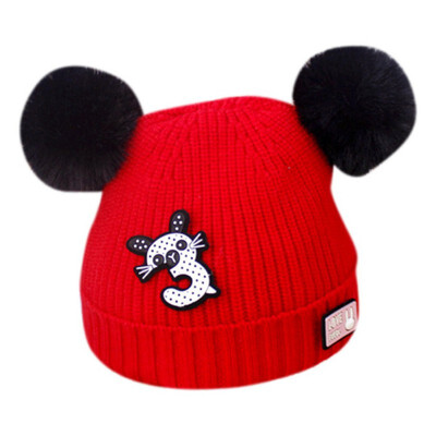 New Newborn Baby Kids Girls Boys Winter Warm Knit Hat Balls Solid Warm Cute Lovely Beanie Cap Gifts