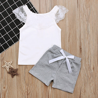Europe United States Style Summer Children Girls Lace O Neck Sleeveless Shirt Bow shorts Two Pieces Baby Clothing Set
Europe United States Style Summer Children Girls Lace O Neck Sleeveless Shirt Bow shorts Two Pieces Baby Clothing Set