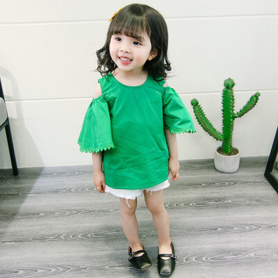 Kids Summer Girls Sweet Strap Off-shoulder Wear Bottoming Trumpet Sleeved Solid Color Cotton Tops 0-2 Years
Kids Summer Girls Sweet Strap Off-shoulder Wear Bottoming Trumpet Sleeved Solid Color Cotton Tops 0-2 Years